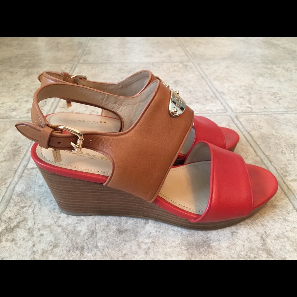 Coach coral wedge sandals size 7B